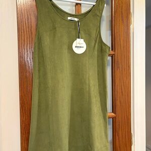 Needles Olive Suede-Look Mini Tank Dress